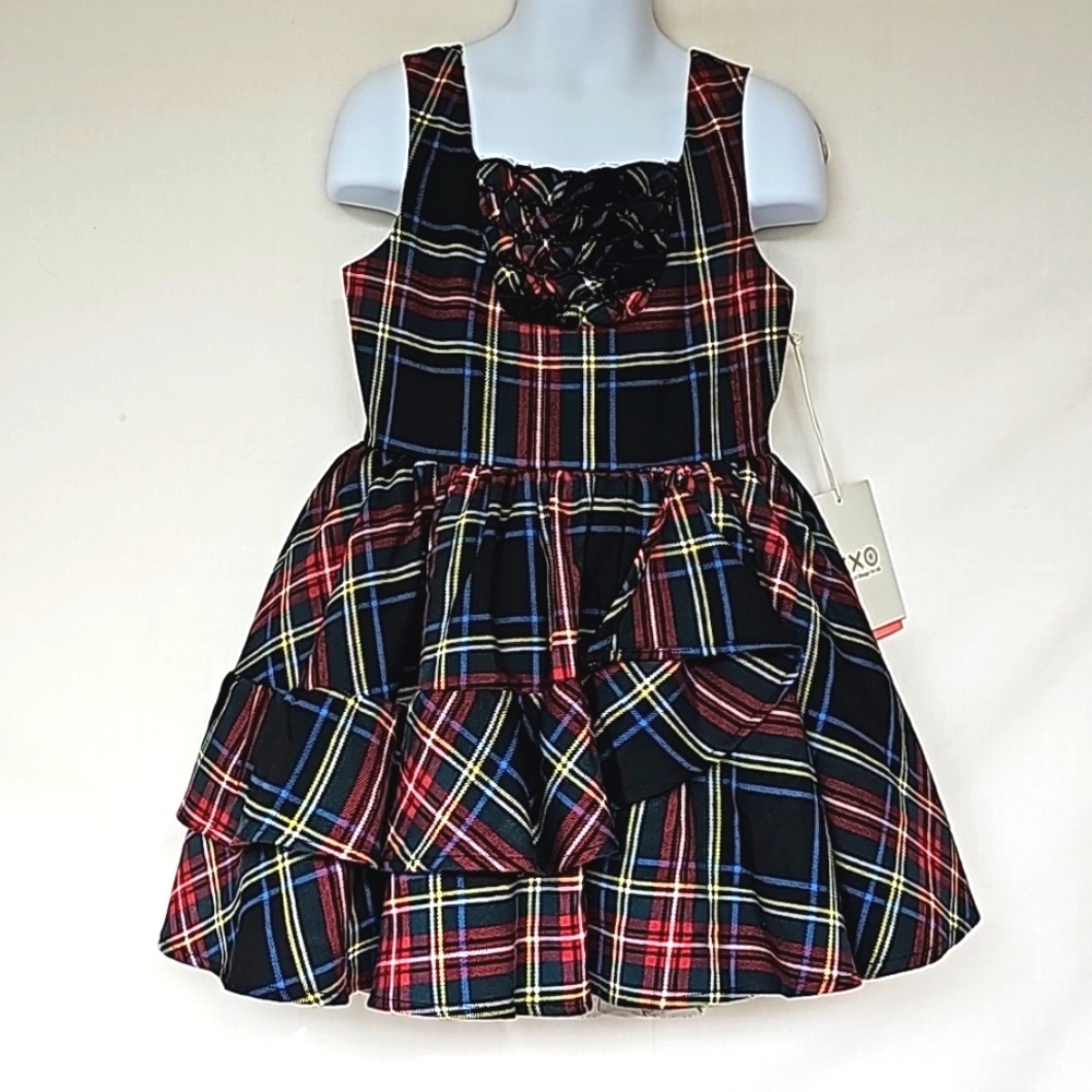Harajuku Mini | Plaid Square Neck Mini Dress with Tiered Ruffle Skirt